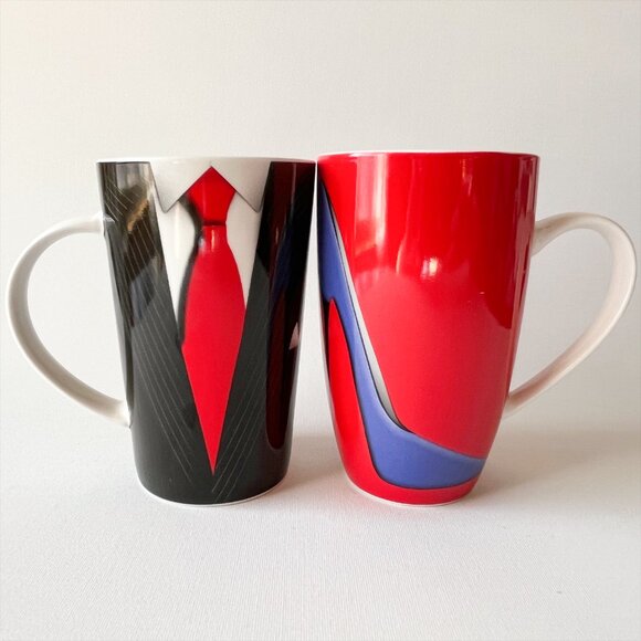 Christopher Vine Maxwell Williams Sky High & The Gentleman Set 2 Mugs Black/Red - Picture 2 of 9